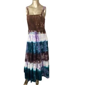 Tropical Fashion Free Size Hippie Peasant Fairy Festival Dress Women Tie Dye